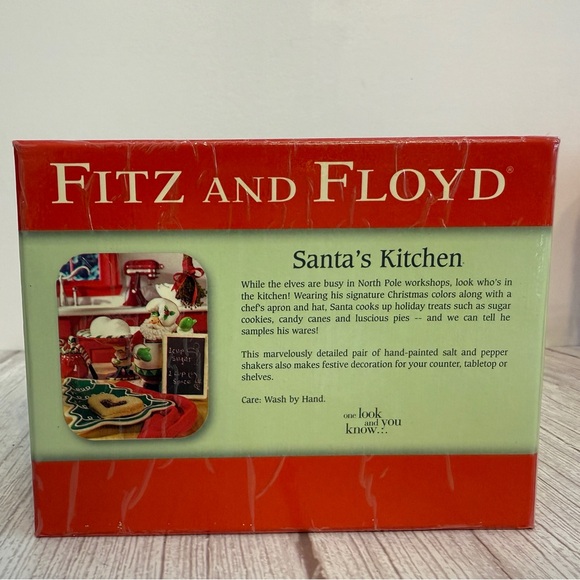 2005 Fitz And Floyd SANTA’S KITCHEN Ceramic Salt & Pepper Shakers NOT USED - Picture 8 of 15